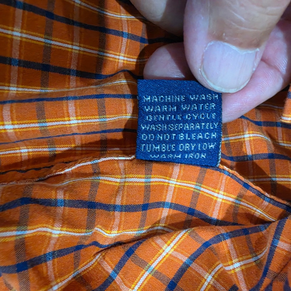 BKE Division 67 Button Down Shirt Mens Medium Orange Plaid Excellent Long Sleeve - Picture 5 of 7